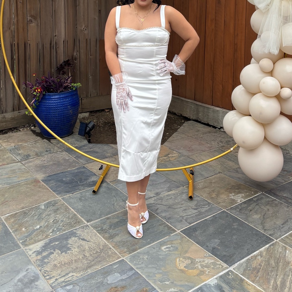 anthropologie Elegant White Midi Dress